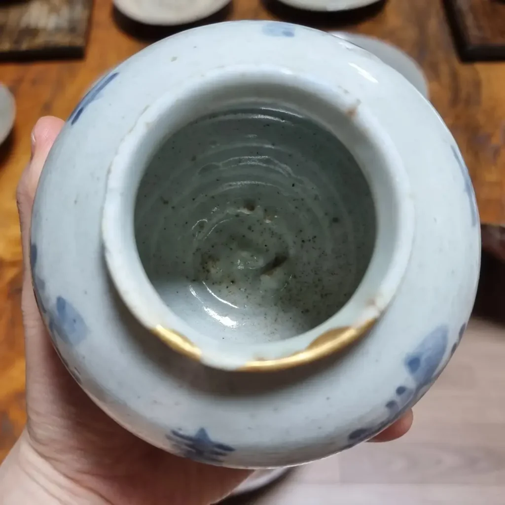 조선시대 19세기 청화백자 수자 모란문 알단지 호